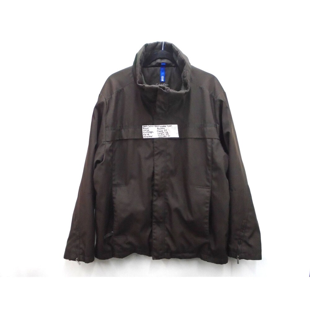 Calvin Klein MENS Brown Full Zip Snow Winter Coat Jacket SIZE L Mid-Length